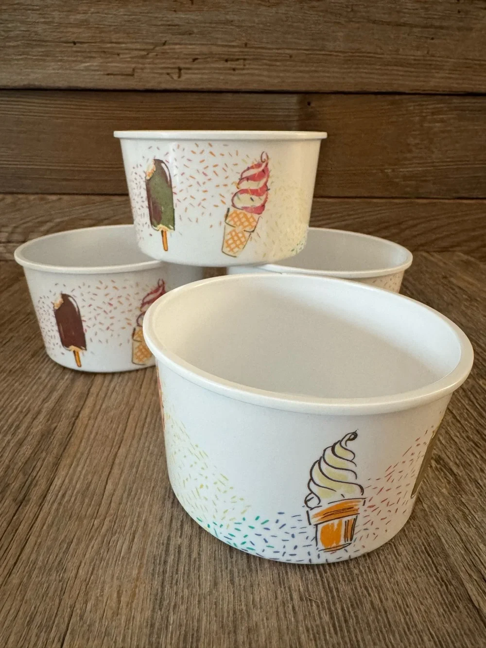 Sur La Table Ice Cream Print Melamin Dessert Bowls - Set of 4
